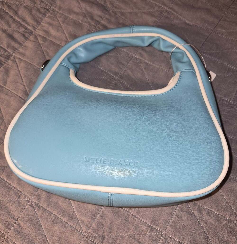 Melie Bianco Two-Tone Blue and White Shoulder Hobo Bag